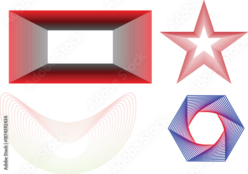 Vibrant geometric shapes with lines and colors