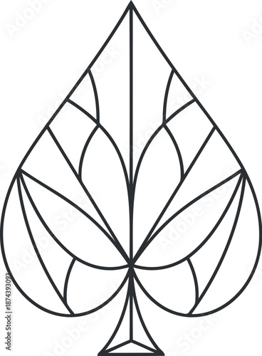 Elegant geometric spade symbol with intricate leafy design