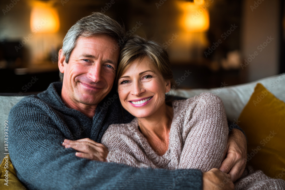 Fototapeta premium Happy Smiling Middle Aged Couple Romantic Portrait Relationship