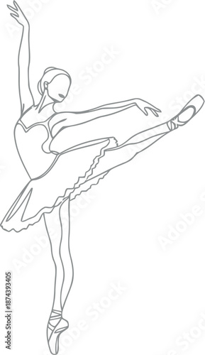 Elegant ballerina performing a graceful arabesque pose