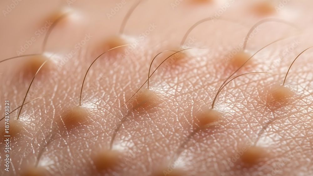 Fototapeta premium Extreme Macro Shot of Human Skin Texture and Hair Follicles