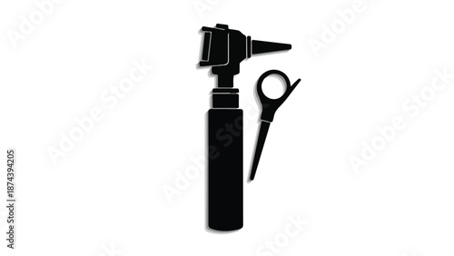 Black airbrush and nozzle on white background