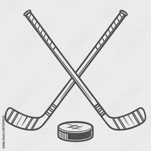Crossed Hockey Sticks Vector Icon – Symmetrical X Shape Ice Hockey Symbol
