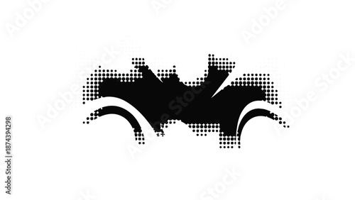 Abstract black bat silhouette with pixelated effect on white background