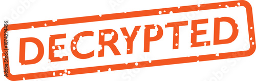 Decrypted text orange rubber stamp