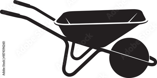 Silhouette of a garden wheelbarrow with two handles and one wheel gardening tool