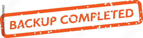 |Orange grungy backup completed stamp on transparent background
