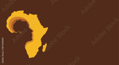 Silhouette of an African continent merged with a human profile suggesting heritage and identity