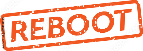 Orange reboot text stamp with distressed effect