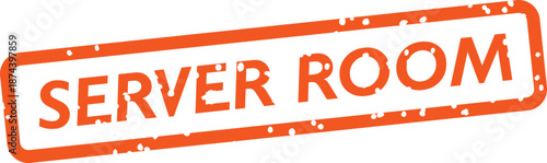 Orange server room sign with white background