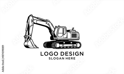 Heavy-duty excavator machine for construction and earthmoving operations.