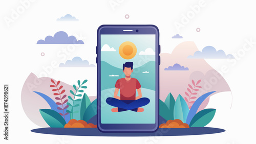 Digital meditation scene Vector