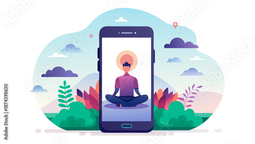Digital meditation in nature Vector