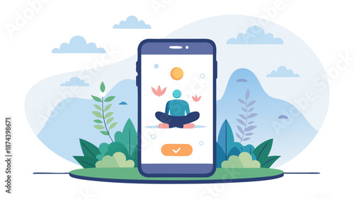 Digital wellness and mindfulness app Vector