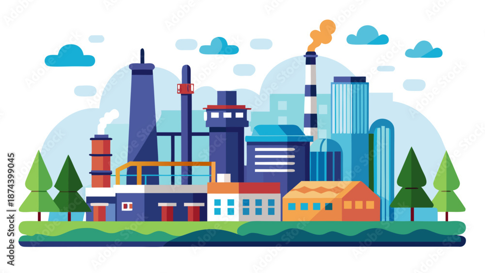 Obraz premium Industrial complex with multiple buildings Vector