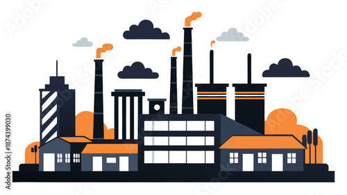 Industrial complex with multiple factories Vector
