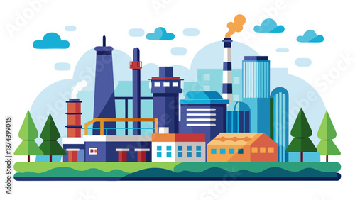 Industrial complex with multiple buildings Vector