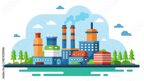 Industrial complex by the water Vector