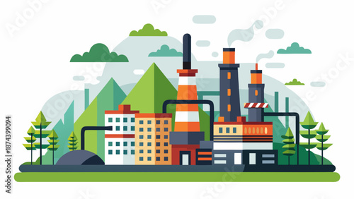 Industrial landscape with environmental impact Vector