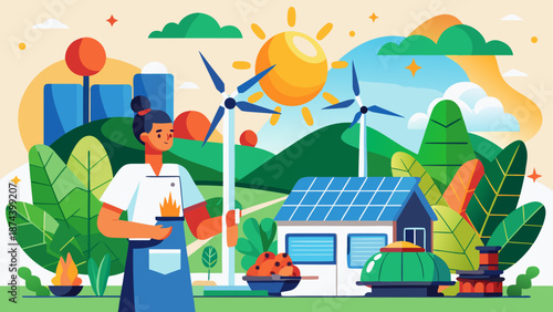 Sustainable living and renewable energy Vector