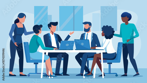 Team collaboration in meeting room Vector