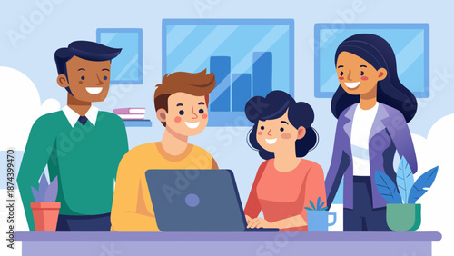 Team collaboration in office setting Vector