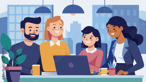 Team collaboration in modern office Vector