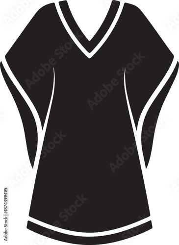 Black and white v neck t shirt with white accents