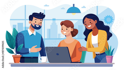 Team collaboration in modern office Vector