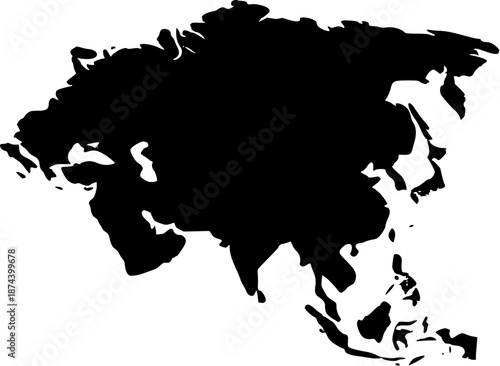 Asia Map Silhouette — Minimal Vector Outline on Transparent Background