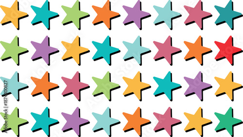 Set of Isolated Star Icons in Vector Format – Elegant Star Symbols for Illustrations, Presentations, and Templates with shadow effect tone