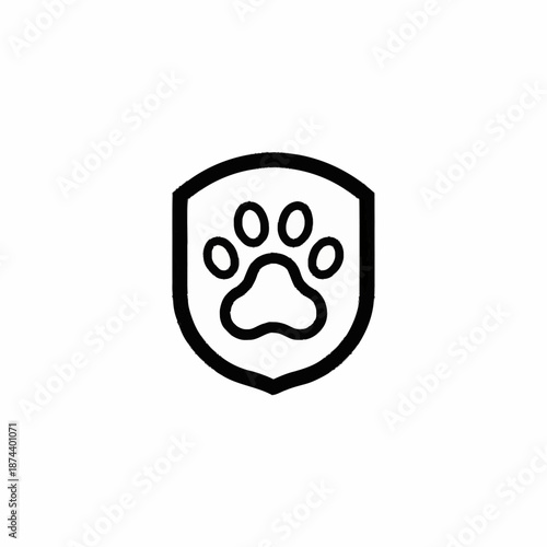 Paw Print Inside Shield Icon Symbol.