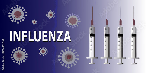 Influenza vaccine and coronavirus protection during a pandemic medical illustration
