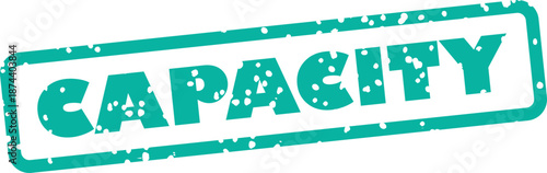 Teal rubber stamp with capacity text