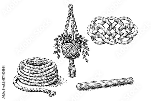 Intricate knotted designs: macrame art and decorative patterns