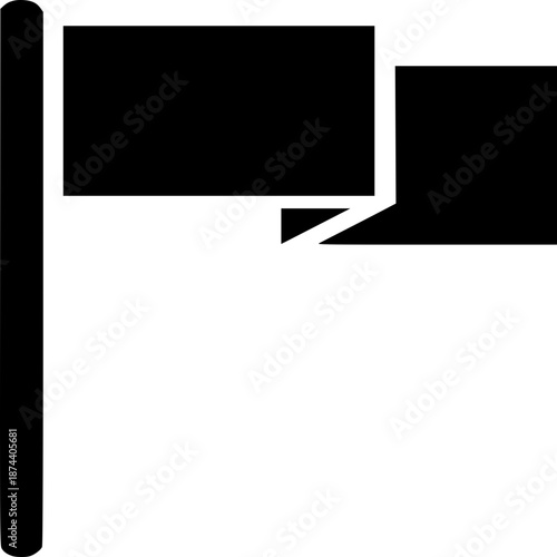 Simple Flag Icon: A minimalist flag icon, designed with clean lines and bold black, embodies simplicity and direction, suitable for various design applications.