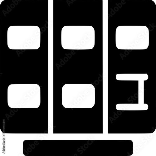 Abstract Filing Cabinet: A sleek, minimalist illustration of a filing cabinet, with a striking design. Its form and structure create a modern and organized feel.