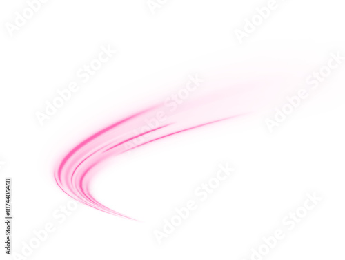 Neon purple laser speed lines ripple along a futuristic city road. Glowing violet wave trails and energy pink swirls follow dynamic motion across urban traffic. Vector illustration PNG.