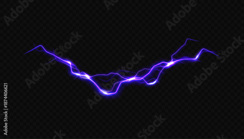 Vector lightning bolt isolated on a transparent background with a glow effect. Illustration PNG is suitable for overlays and visual effects.