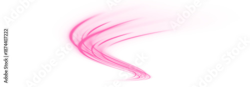 Light pink neon laser lines form dynamic wave motion with glowing streaks and curves. Energy flow and digital streams create futuristic speed and motion vector PNG.