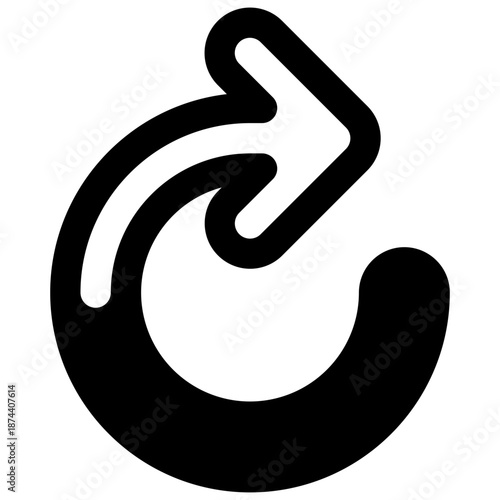Rotate. Outlined stroke vector icon with black-filled details.
