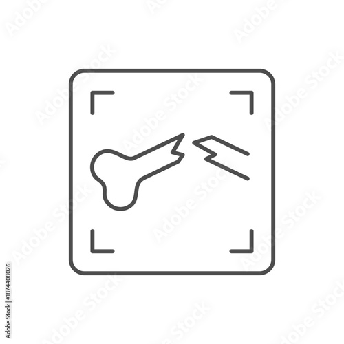 Broken bone x ray line icon