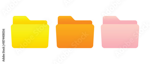 Colorful Folder Icons for Digital File Organization in UI Vector Style