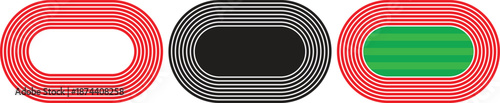 Stylized Racing Track Icons with Color Variations in Vector Format
