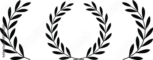 Black Laurel Wreath with Four Symmetrical Branches