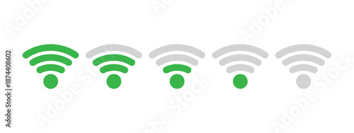 Wi-Fi Signal Strength Icon with Green and Gray Bars Vector