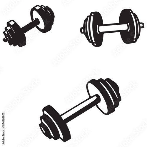 Heavy Duty Dumbbell Vector Set for Strength Training and Gym Fitness