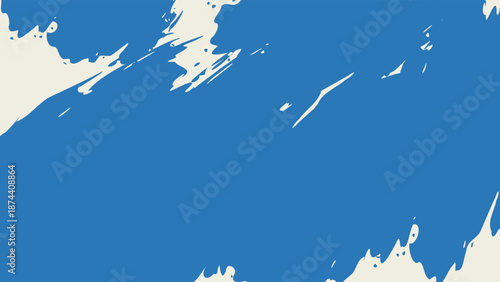 Dynamic diagonal blue brush stroke banner background. Hand drawn vector grainy brush stroke texture. Distress damaged edge vintage template with squiggle or expressive abstract bold smears. 
