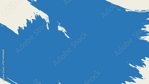 Dynamic diagonal blue brush stroke banner background. Hand drawn vector grainy brush stroke texture. Distress damaged edge vintage template with squiggle or expressive abstract bold smears. 