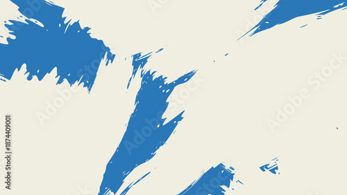 Dynamic diagonal blue brush stroke banner background. Hand drawn vector grainy brush stroke texture. Distress damaged edge vintage template with squiggle or expressive abstract bold smears. 
